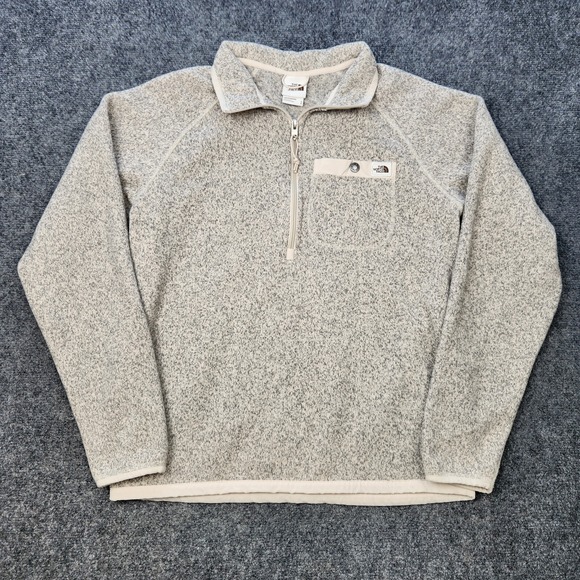 The North Face Gordon Lyons Mens Small Beige Fleece 1/4 Zip Pullover Hiking - Picture 1 of 9